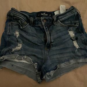 Denim ripped high rise shorts
